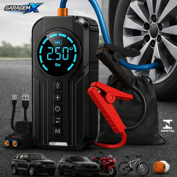 Bomba de Ar 4 em 1 com Partida de Emergência e Led