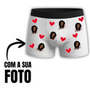 Cueca personalizada "Sua Foto" - Corações - Branca